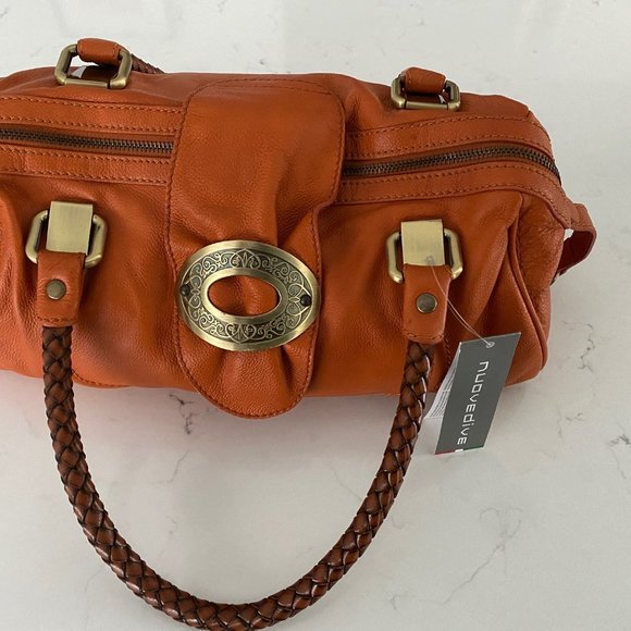 NEW Nuovedive Italian Leather Handbag with Braided Leather Handles - Picture 2 of 16
